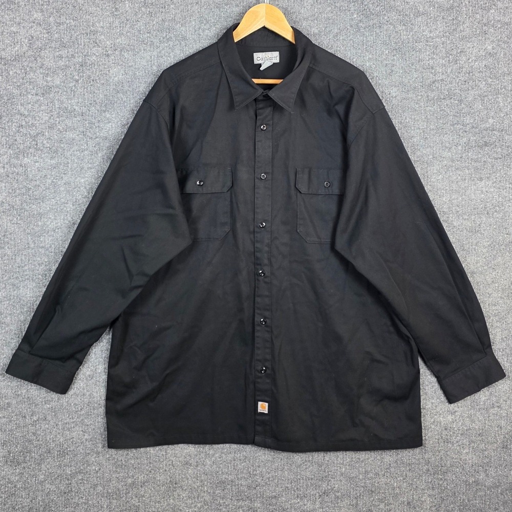 Carhartt Mens 3XL Black Long Sleeve Button Up Work Shirt S224 BLK Twill Utility